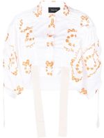 Simone Rocha chemise crop Bow Wreath à sangles - Blanc