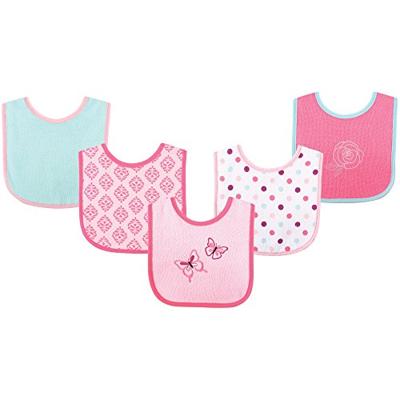 Luvable Friends 5-delige Character Bib met waterdichte rug, roze vlinder