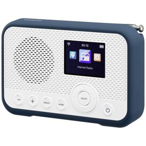 Sangean WFR-39 Zakradio met internetradio Internet, DAB, VHF (FM) Internetradio, FM, WiFi Spotify, Wekfunctie, Oplaadbaar Wit, Blauw