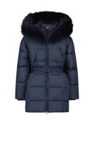 Le Chic Meisjes winterjas met capuchon en fur kraag - Bodette - Navy blauw - thumbnail