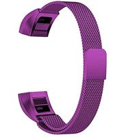By Qubix - Compatible met Fitbit Alta HR Milanese bandje - Maat: Large - Paars - Compatible fitbit bandje