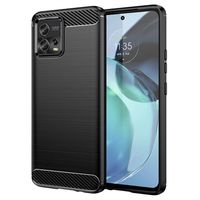 Motorola Moto G72 Geborsteld TPU Hoesje - Koolstofvezel - Zwart - thumbnail