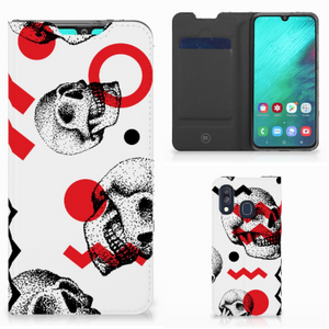 Mobiel BookCase Samsung Galaxy A40 Skull Red