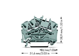 WAGO 2002-6301 Doorgangsklem 5.20 mm Spanveer Toewijzing: L Grijs 100 stuk(s)