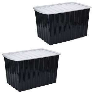 2x Stuks Opbergdozen/organizers met deksel - kunststof - 84 Liter