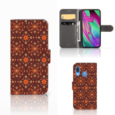 Samsung Galaxy A40 Telefoon Hoesje Batik Brown Samsung Galaxy A40 Telefoon Hoesje Batik Brown