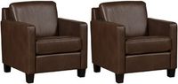 Set van 2 Bruine leren landelijke fauteuils Smart - poot hout zwart - Granada leer Chocolate (bruin leer) - thumbnail