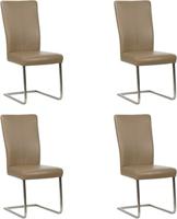 Set van 4 Taupe leren industriële eetkamerstoelen Dare - poot vierkant rvs - Toledo Leer Mocca (taupe leer)