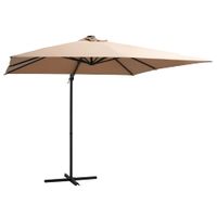 Zweefparasol met LED-verlichting stalen paal 250x250 cm taupe - thumbnail