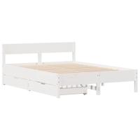 vidaXL Bedframe met hoofdbord massief grenenhout wit 140x200 cm, bed, bed ombouw, twijfelaar bed, bedbodem, slaapkamermeubel, 2 persoonsbed