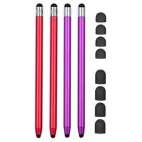 2-in-1 Universele Capacitieve Stylus Pen - 4 St. - Rood / Paars - thumbnail