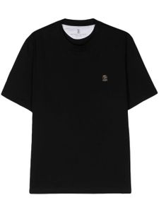 Brunello Cucinelli t-shirt en coton à logo brodé - Noir