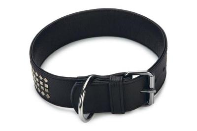Beeztees vintage - halsband hond - leer - zwart - 70 cm x 50 mm