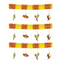 Set van 3x stuks Mexicaanse versiering thema slingers 4 meter - Feestslingers