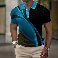 Voor heren POLO Shirt Wafel poloshirt Revers polo Polo's met knopen Golfshirt Verloop Grafische prints Geometrie Strijkijzer Geel Rood blauw Groen Grijs Buiten Straat Korte mouw Afdrukken Kleding Lightinthebox