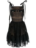 Elie Saab robe évasée en macramé - Noir