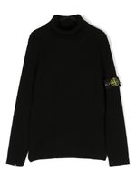 Stone Island Junior pull en laine vierge à patch Compass - Noir