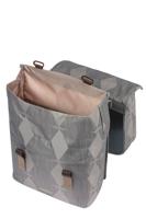 Basil Elegance dubbele fietstas, gerecycled PET, waterkerend, MIK, zwart, 40-49L - thumbnail