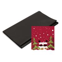 Papieren tafelkleed/tafellaken zwart inclusief kerst servetten   -