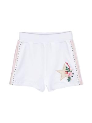 Monnalisa Shorts met geborduurde bloemen - Wit