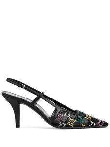 Gucci escarpins en mesh à ornements en cristal 75 mm - Noir