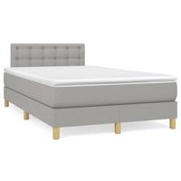 vidaXL Boxspring met matras en LED stof lichtgrijs 120x190 cm, bed, boxspringbed, tweepersoonsbed, slaapmeubel, boxspring bed, bed met matras