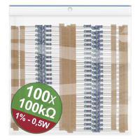 Quadrios 22P100 22P100 Metaalfilmweerstand assortiment 100 kΩ Axiaal bedraad 0.5 W 1 % 1 set(s)