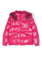 Moncler Enfant veste matelassée à patch logo - Rose