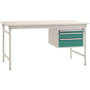 Manuflex BB5261.0001 Compleet bijzettafel basis stationair met melamine schijf + behuizing onderbouw, bxdxh: 1000 x 800 x 780 mm Grijs, Groen