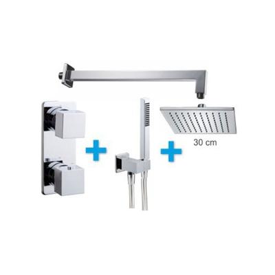 Regendoucheset Inbouw Muur Mila 30cm Vierkant Chroom Thermostaatkraan Handdouche Regendoucheset Inbouw Muur Mila 30cm Vierkant Chroom Thermostaatkraan Handdouche