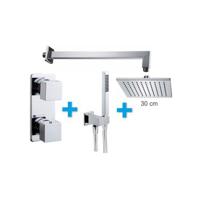 Regendoucheset Inbouw Muur Mila 30cm Vierkant Chroom Thermostaatkraan Handdouche