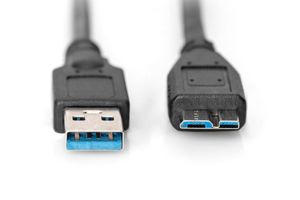 Digitus USB-kabel USB 3.2 Gen1 (USB 3.0 / USB 3.1 Gen1) USB-A stekker, USB-micro-B 3.0 stekker 1.00 m Zwart AK-300116-010-S