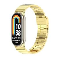 By Qubix - Stalen band - Goud - Compatible met Xiaomi Smart Band 8 & 9 - Compatible Xiaomi bandje