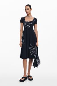 Vlinder midi-jurk - BLACK - S