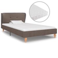vidaXL Bed met matras stof taupe 90x200 cm