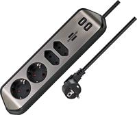 brennenstuhl Estilo hoekcontactdoosstrip 4-voudig USB zilver/zwart