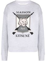 Maison Kitsuné sweat en coton chiné à motif renard - Gris