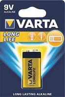 Varta 6LP3146 Longlife 9V Block batterij 6LR61 (verpakt per stuk) Alkaline E-Block Batterijenideaal voor brandmelder rookmelder stemapparaat