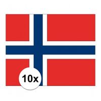 10x stuks Stickertjes van vlag van Noorwegen   - - thumbnail