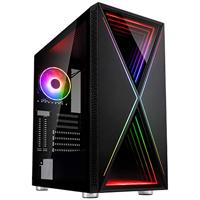 KOLINK Void X Mid Tower PC-behuizing - Designer-voorpaneel met RGB-verlichting - Zijpaneel van gehard glas - zwart