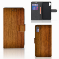 Apple iPhone Xs Max Book Style Case Donker Hout - thumbnail