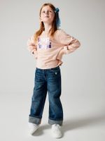 wijde jeans met revers meisjes stone