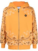 Philipp Plein hoodie zippé à imprimé bandana - Orange - thumbnail