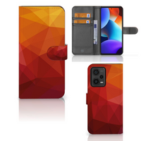 Book Case voor Xiaomi Redmi Note 12 Pro Plus Polygon Red - thumbnail