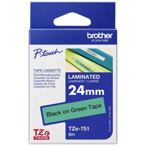 Labeltape Brother TZe, TZ TZe-751 Tapekleur: Groen Tekstkleur:Zwart 24 mm 8 m