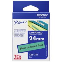 Labeltape Brother TZe, TZ TZe-751 Tapekleur: Groen Tekstkleur:Zwart 24 mm 8 m - thumbnail