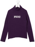 PUCCI Junior pull à logo brodé - Violet - thumbnail