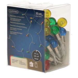 Feestverlichting op batterij gekleurde bolletjes 190 cm 20 lamp