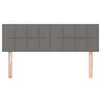 vidaXL Hoofdbord LED 144x5x78/88 cm stof donkergrijs, hoofdeinde, houten hoofdeinde, bedonderdeel, houten hoofdbord, slaapkamermeubel, bedaccessoire