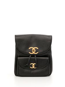 CHANEL Pre-Owned sac à dos à fermoir CC (1995) - Noir